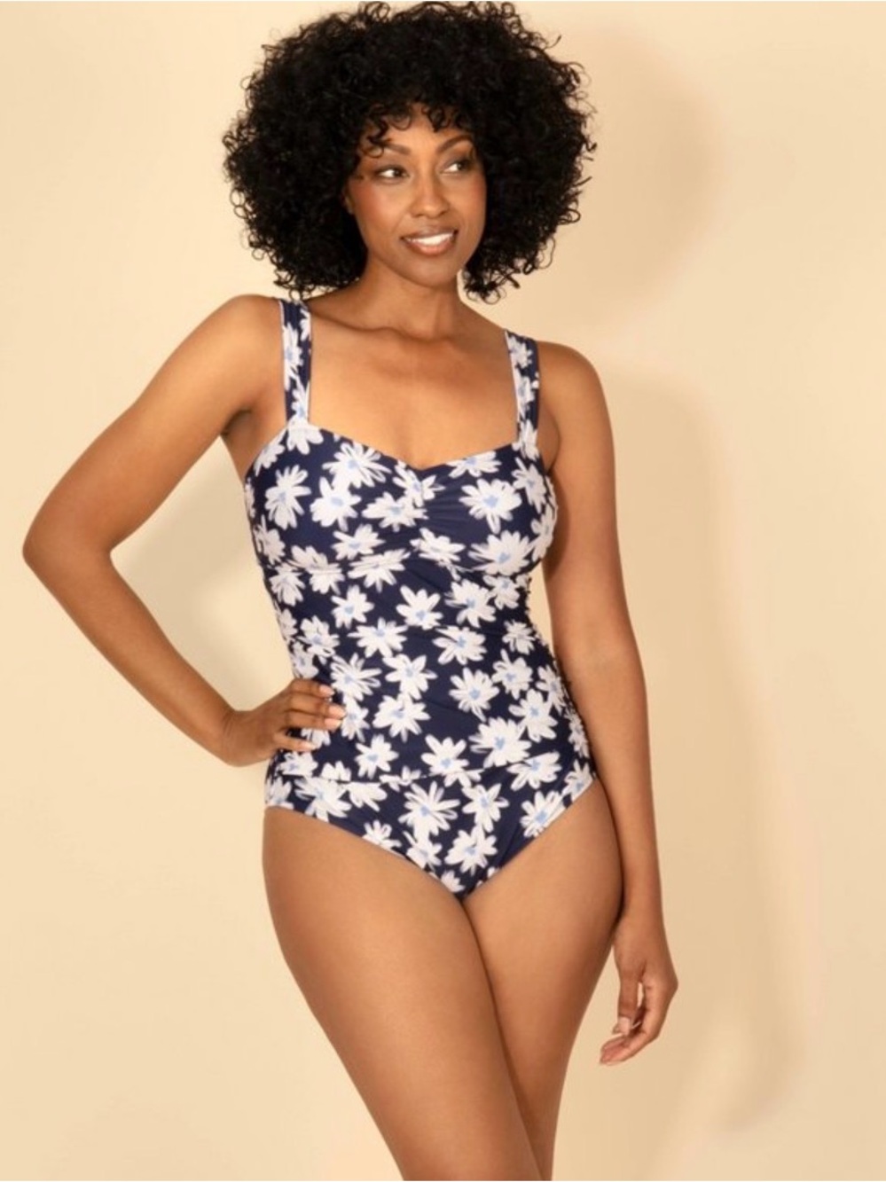 Lands' End Women's Shirred Bandeau One Piece Swimsuit